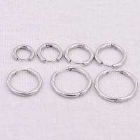 Stainless Steel Huggie Hoop Earring, Donut, Unisex & different size for choice, original color, 30Pairs/Lot, Sold By Lot