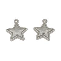 Bijoux pendentifs en acier inoxydable , étoile, couleur originale, 15x13x3mm, Trou:Environ 1mm, 100PC/sac, Vendu par sac