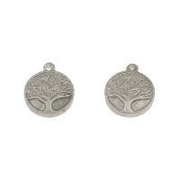 Stainless Steel Pendants, Flat Round, original color, 15x13x3mm, Hole:Approx 1mm, 100PCs/Bag, Sold By Bag