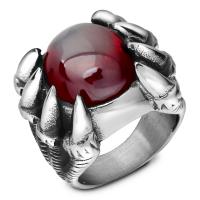 Ring Finger ze stali nierdzewnej, Stal nierdzewna, ze Rubin, Powlekane, dla obu płci & różnej wielkości do wyboru, oryginalny kolor, 21mm, sprzedane przez PC