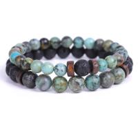 Lava Bracelet, with turquoise, Unisex & different styles for choice, 6MM,8MM, Sold Per 7 Inch Strand