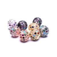 Perles cubes en laiton zircon Micro Pave, Rond, Placage, pavé de micro zircon, plus de couleurs à choisir, protéger l'environnement, sans nickel, plomb et cadmium, 8mm, Trou:Environ 1mm, 2PC/lot, Vendu par lot