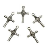 Tibetan Style Cross Pendants, antique silver color plated, nickel, lead & cadmium free, 17.50x27x5.50mm, Hole:Approx 1.9mm, Approx 333PCs/KG, Sold By KG