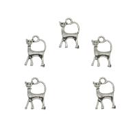 Tibetan Style Animal Pendants, Cat, antique silver color plated, nickel, lead & cadmium free, 10.50x16.50x2.50mm, Hole:Approx 1.8mm, Approx 833PCs/KG, Sold By KG