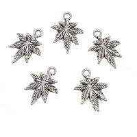 Tibetan Style Leaf Pendants, antique silver color plated, nickel, lead & cadmium free, 14.50x20.50x1.50mm, Hole:Approx 2mm, Approx 833PCs/KG, Sold By KG