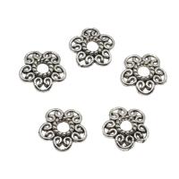 Tibetan Style Bead Cap, Flower, antique silver color plated, hollow, nickel, lead & cadmium free, 5x2mm, Hole:Approx 2.5mm, Approx 2857PCs/KG, Sold By KG