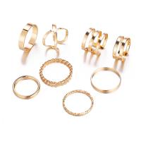 Zlatni sloj zlata, Cink Alloy, prst prsten, pozlaćen, 8 komada & modni nakit & za žene, više boja za izbor, nikal, olovo i kadmij besplatno, Prodano By Set