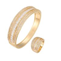 Brass Ring Set, bangle & finger ring, different size for choice & for woman & with rhinestone, nickel, lead & cadmium free, Inner Diameter:Approx 18mm, US Ring Size:6.5, Length:8 Inch, Sold By Lot
