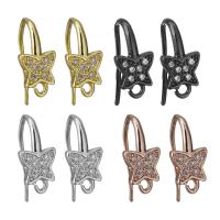 Brass Hook Earwire, plated, with loop & micro pave cubic zirconia, more colors for choice, nickel, lead & cadmium free, 7x16x8mm,1mm, Hole:Approx 1.5mm, 10Pairs/Lot, Sold By Lot