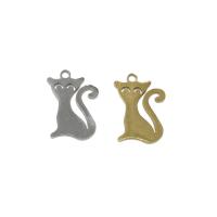 Stainless Steel Animal Pendants, Cat, plated, more colors for choice, 16x11x1mm, Hole:Approx 1.3mm, 10PCs/Bag, Sold By Bag