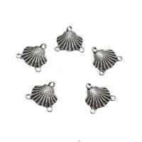 Tibetan Style Connector, Shell, antique silver color plated, 1/2 loop, nickel, lead & cadmium free, 17x16x2.50mm, Hole:Approx 1.7mm, Approx 500PCs/KG, Sold By KG