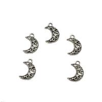 Tibetan Style Moon Pendants, antique silver color plated, hollow, nickel, lead & cadmium free, 11.50x17.50x2mm, Hole:Approx 1.9mm, Approx 2000PCs/KG, Sold By KG
