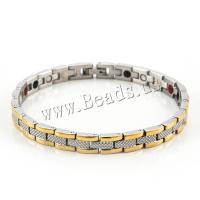 Acier titane bracelet, avec pierre gemme, Placage, magnétique & pour femme, plus de couleurs à choisir, 7x210mm, Vendu par brin