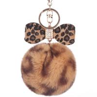 Plush Key Clasp with PU Leather printing for woman & with rhinestone & leopard pattern Sold By Lot