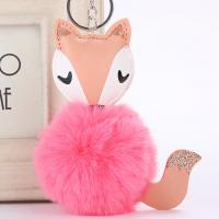 Plush Key Clasp with PU Leather & Zinc Alloy Fox cute & for woman Sold By Lot