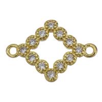 Cubic Zirconia Micro Pave Brass Connector, gold color plated, micro pave cubic zirconia & 1/1 loop, nickel, lead & cadmium free, 17x11.50x2mm, Hole:Approx 1.5mm, 30PCs/Lot, Sold By Lot
