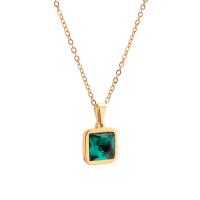 Nehrđajućeg čelika, nakit ogrlice, Nehrđajući čelik, s Staklo, zlatna boja pozlaćen, ovalni lanac & za žene & faceted, nikal, olovo i kadmij besplatno, 12x12x1.80mm, Prodano By Strand
