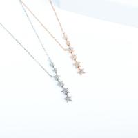 925 Sterling Silver Necklaces, Star, plated, for woman & with rhinestone, more colors for choice, Sold Per Approx 19.7 Inch Strand