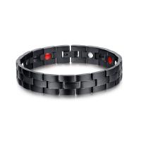 Stainless Steel Jewelry Bracelet, 316L Stainless Steel, with Gemstone, gun black plated, with magnetic & for man, 12.70x215mm, Sold Per Approx 8.5 Inch Strand
