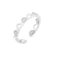 Zinc Alloy Cuff Finger Ring Heart platinum color plated for woman & luminated nickel lead & cadmium free US Ring .5 Sold By Lot