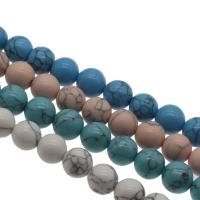 Synthetische Türkis Perle, rund, verschiedene Größen vorhanden, keine, Bohrung:ca. 1.2mm, 10SträngeStrang/Tasche, verkauft von Tasche