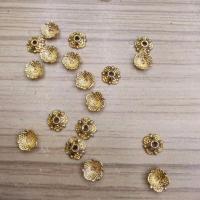 Brass Bead Cap, Flower, real gold plated, high quality plating and never fade, nickel, lead & cadmium free, 7.50x7.50x1mm, Hole:Approx 2mm, 100PCs/Lot, Sold By Lot