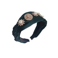 Hair Bands Cloth with Plastic Pearl & Zinc Alloy gold color plated for woman & with rhinestone Sold By PC