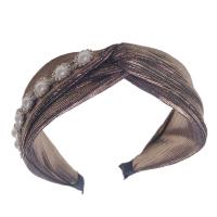 Bandeaux pour les cheveux, tissu, avec perle de plastique & alliage de zinc, pour femme & avec strass, plus de couleurs à choisir, 120x50x390mm, Vendu par PC