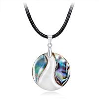 Abalone Shell Necklace, with PU Leather Cord, fashion jewelry & for woman, 29x43mm, Length:Approx 17.7 Inch, 5Strands/Lot, Sold By Lot