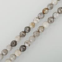 Silberblattjaspis Perle, rund, DIY & facettierte, 4mm, Bohrung:ca. 1mm, ca. 66PCs/Strang, verkauft per ca. 16 ZollInch Strang