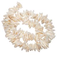 Perle perline Keishi coltivate d'acqua dolce, perla d'acquadolce coltivata naturalmente, naturale, bianco, 14*7*2mm-22*8*2mm, Foro:Appross. 0.8mm, Venduto per Appross. 14.1 pollice filo