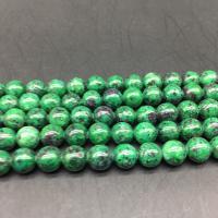 Ruby in Zoisite Beads Round polished DIY green Approx 1mm Sold By Strand