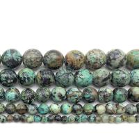 Natürliche afrikanische Türkis Perle, rund, poliert, DIY & verschiedene Größen vorhanden, Bohrung:ca. 1mm, verkauft von Strang
