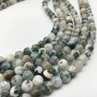 Baum Achat Perlen, Baumachat, rund, poliert, DIY & verschiedene Größen vorhanden, Bohrung:ca. 1mm, verkauft von Strang