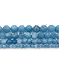 Aquamarin Perle, rund, poliert, DIY & verschiedene Größen vorhanden, hellblau, Bohrung:ca. 1mm, verkauft von Strang