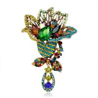 Tibetan Style Brooches, with Glass, plated, for woman & with rhinestone, nickel, lead & cadmium free, 60x91mm, 5PCs/Lot, Sold By Lot