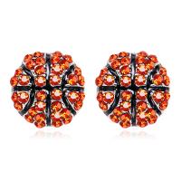 Zinc Alloy Stud Earring Basketball for woman & with rhinestone nickel lead & cadmium free 1.12mm Sold By Pair