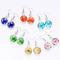 Lampwork Jewelry Earring, with Stainless Steel, Round, different size for choice & for woman & inner flower, nickel, lead & cadmium free, 19mm, Sold By Pair