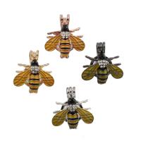 Zink Alloy Flytande Locket Pendant, Bee, plated, Den kan öppnas och pärlor kan sättas in. & emalj & med strass, fler färger för val, nickel, bly och kadmium gratis, 22x21.50x13mm, Hål:Ca 3.5mm, 30PC/Bag, Säljs av Bag