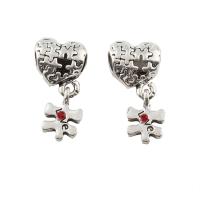 Zinc Alloy European Beads silver color plated with rhinestone nickel lead & cadmium free Approx 4.5mm Sold By Bag