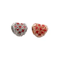 Zinc Alloy European Beads Heart plated enamel nickel lead & cadmium free Approx 5mm Sold By Bag