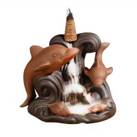 Backflow Incense Burner, Purple Clay, handmade, for home and office & durable, 130x95x110mm, Sold By PC