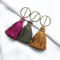 Zinc Alloy Tassel Earring with Polyester plated handmade & for woman mixed colors nickel lead & cadmium free 65mmuff0c35mmuff0c100mm Sold By Lot