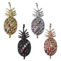 Cubic Zirconia Micro Pave Brass Connector Pineapple plated micro pave cubic zirconia & 1/1 loop nickel lead & cadmium free Approx 1.5mm Sold By Lot