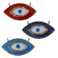 Brass Pendant Evil Eye gold color plated micro pave cubic zirconia & enamel & double-hole nickel lead & cadmium free Approx 1.5mm Sold By Lot