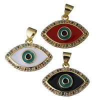 Cubic Zirconia Micro Pave Brass Pendant, Eye, gold color plated, micro pave cubic zirconia & enamel, more colors for choice, nickel, lead & cadmium free, 20.50x15x2.50mm, Hole:Approx 3.5x4.5mm, 5PCs/Lot, Sold By Lot