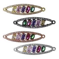 Cubic Zirconia Micro Pave Brass Connector, plated, micro pave cubic zirconia & 1/1 loop, more colors for choice, nickel, lead & cadmium free, 31.50x8.50x5mm, Hole:Approx 1.5mm, 5PCs/Lot, Sold By Lot