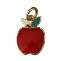 Brass Jewelry Pendants, Apple, gold color plated, fashion jewelry & enamel, nickel, lead & cadmium free, 10x14x2.50mm, Hole:Approx 3mm, 10PCs/Lot, Sold By Lot