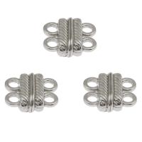 Tibetan Style Magnetic Clasp, platinum color plated, lead & cadmium free, 14x15x6mm, Hole:Approx 1mm, 100PCs/Bag, Sold By Bag