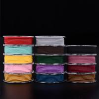 Bomuldsgarn Cord, med plast spole & Polyester, Bæredygtig, flere farver til valg, 3mm, Ca. 4m/Spool, Solgt af Spool